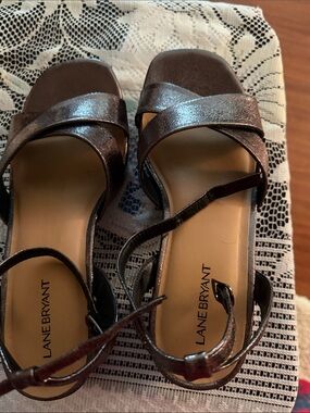 Lane Bryant Metallic Bronze Crisscross Sandals